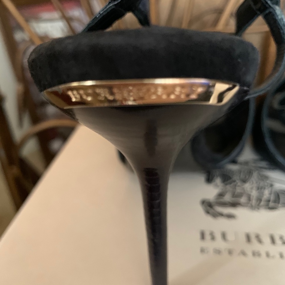 - Burberry open toe sling back heels
